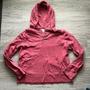 J. Crew Red Hoodie Quarter Snap Size Large